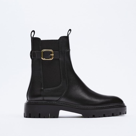 ZARA Leather Ankle Boots With Buckle New With Tag - Picture 6 of 14